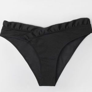 CUPSHE Ruffle Black Bikini Bottoms